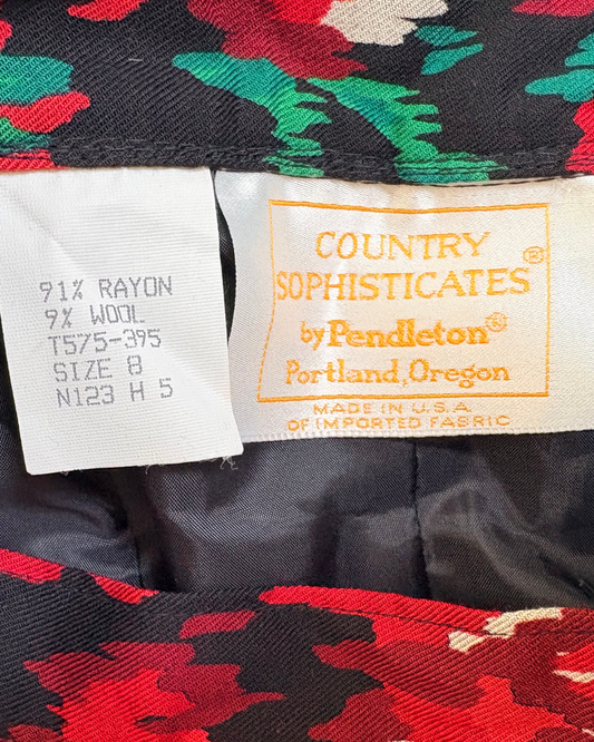 vintage pendleton floral midi skirt