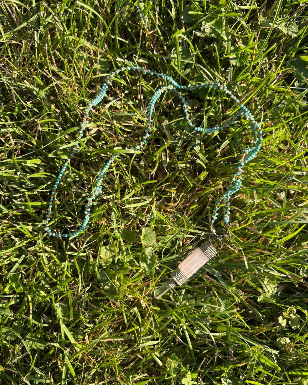 rose + clear quartz | pendulum necklace