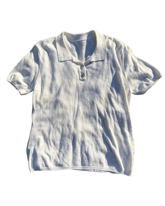 white polo w/shell buttons